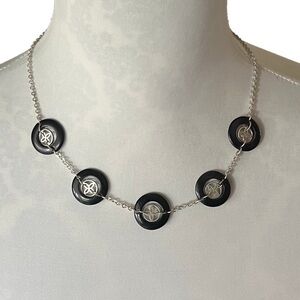Dana Buchman Artisan Style Button Necklace with Silver Chain